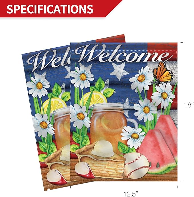 Anley Double Sided Premium Garden Flag, American Summer Welcome Watermelon Cake Decorative Garden Flags for Home Decor - Weather Resistant & Double Stitched Yard Flags - 18 x 12.5 Inch