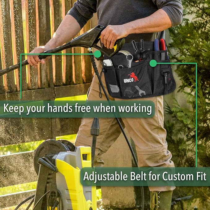 UNCO- Gardening Belt, Garden Tool Belts for Men, Waist Apron with Pockets, Construction, Carpenter Belt, for Men, Utility Belt Men