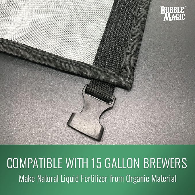 Bubble Magic Compost Tea Bag, Infuser, Strainer, Fine Mesh for 15 Gallon Brewers, Plant Nutrients Extractor, Make Natural Liquid Fertilizer from Organic Material, Small 9.5” x 13”