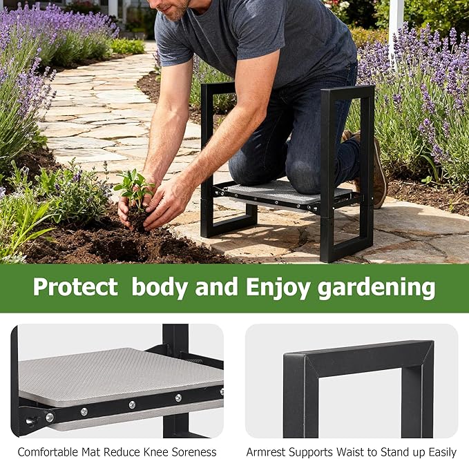 Garden Kneeler and Seat,Heavy Duty Foldable Kneeling Chair with Handle,Comfortable Wide 12" Garden Kneeling Pad, Gardening Gifts for Seniors Outdoor Planting, Camping, Fishing