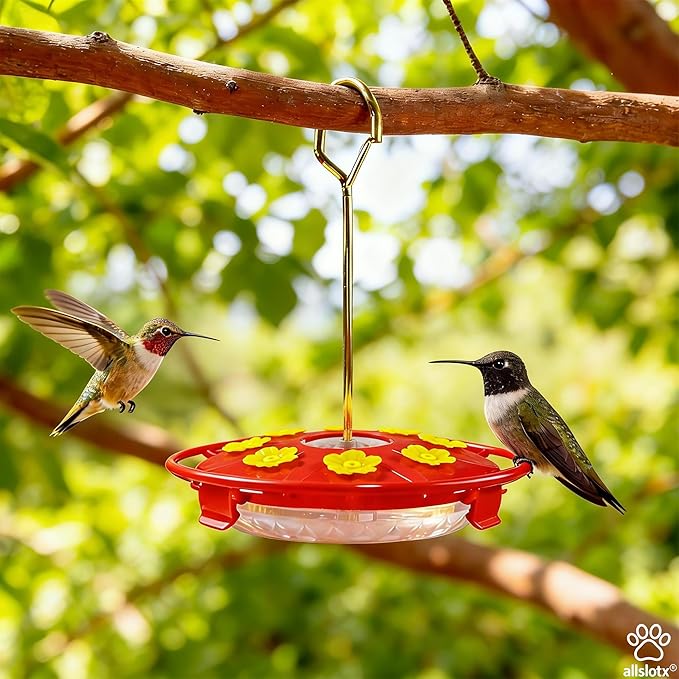 Hummingbird Feeders for Outdoors Hanging (2 Pack) - 8 Ports 16 oz Nectar Capacity, Ant Wasp Bee Proof, Leak-Proof with Sealing Ring, Reinforced Hanging Hook, Easy to Clean by Includes Cleaning Brushes
