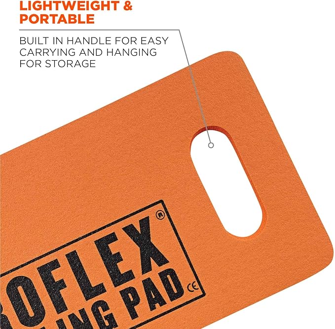 Ergodyne ProFlex 375 Kneeling Pad, Foam Knee Cushion, Water Resistant Kneeling Mat, 8" x 18" x 1,Orange, Compact