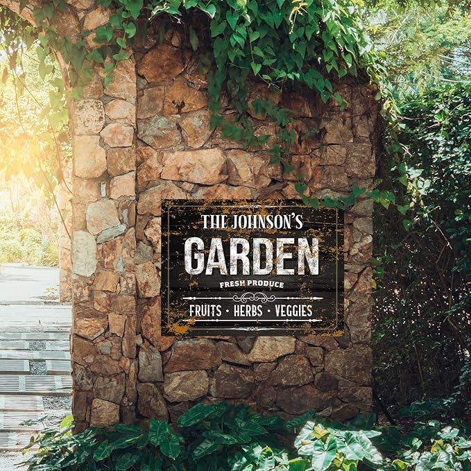 Custom Garden Sign, Personalized Text/Name for Farm and Backyard Décor Sign, 18x24 Inches, Rust Free .063 Aluminum, Fade Resistant, Made in USA by Sigo Signs