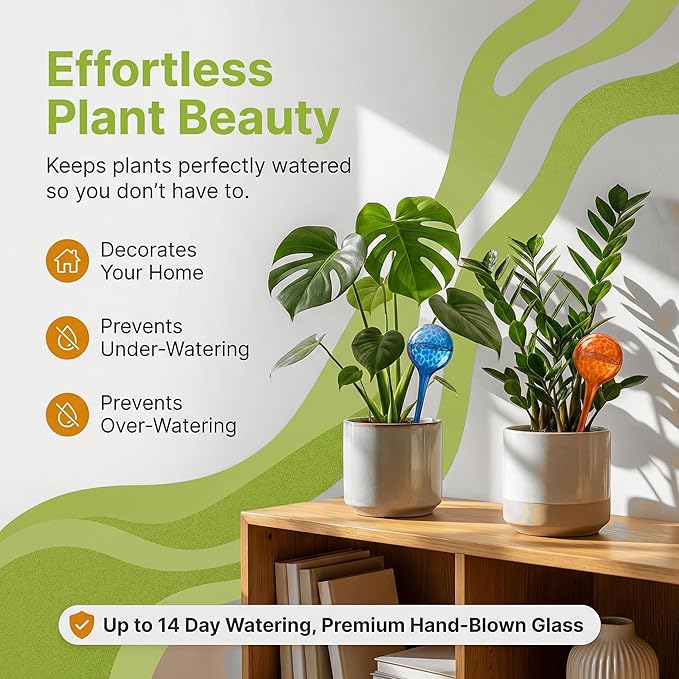 Automatic Plant Watering Globes Self Watering Planter Inserts (Set of 6) | Hands Free Multicolor Glass Bulbs | Planter Spikes to Support Indoor & Outdoor Plant Health (100ml)