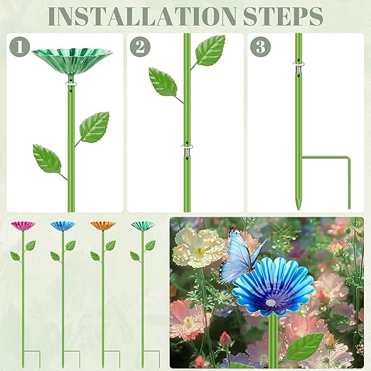 Bee Watering Station for Garden, Bee Feeders for Outside – Metal Flower-Shaped Bee and Butterfly Waterer – Outdoor Pollinator Water Feeder, Bees Baths Garden Yard Decor