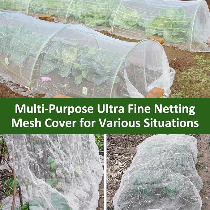 Ultra Fine Garden Netting, 4'x10' Plant Netting Pest Barrier for Garden Protection Row Cover Raised Bed Screen Mesh Greenhouse Mosquito Net, Protecting Tree Plants Vegetable Flowers Fruits