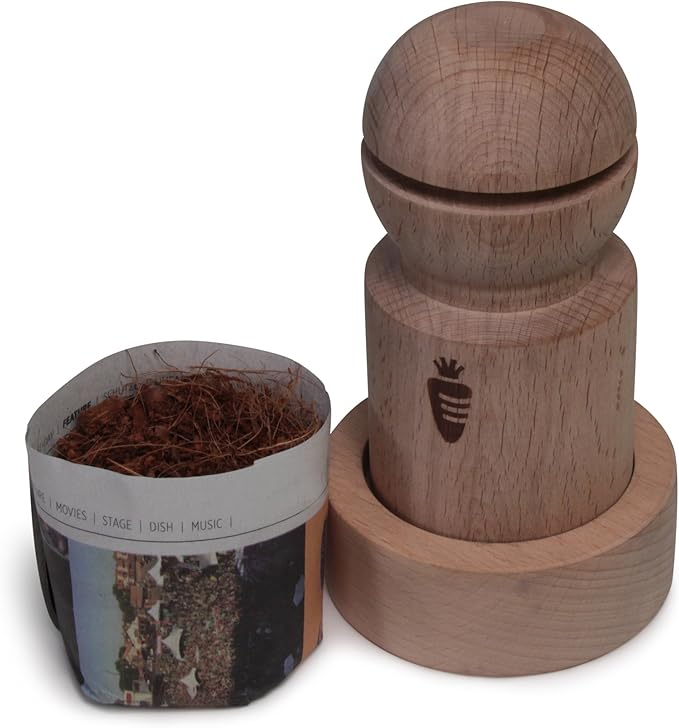 Carrot Design Newspaper Pot Maker – Wooden Seed Starter Tool for DIY Biodegradable Paper Pots – Mold for Seedlings & Gardening - 2 Inch
