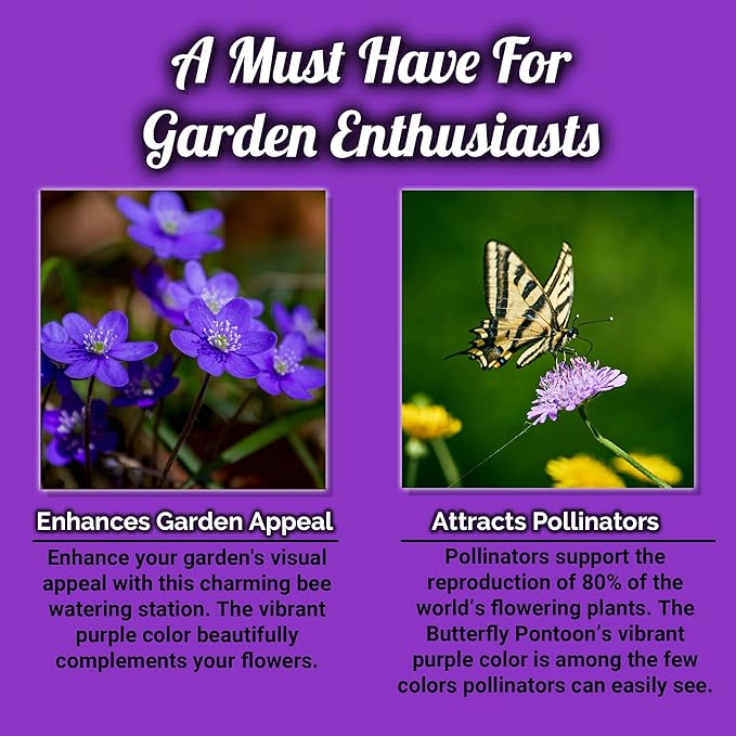 Bee Watering Station, Butterfly Watering Station, Garden Decor - Butterfly - Purple - 1 Pc