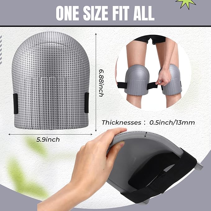 Gardening Knee Pads for Women and Men Lightweight Waterproof Foam Knee Pads for Gardening and Housework with Adjustable Hook'n'Loop Straps(Grey)