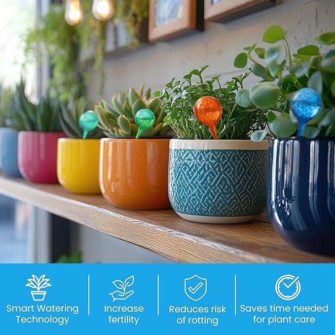 Automatic Plant Watering Globes Self Watering Planter Inserts 1 Pack | Hands Free Multicolor Glass Bulb | Planter Spikes to Support Indoor & Outdoor Plant Health (100ml)