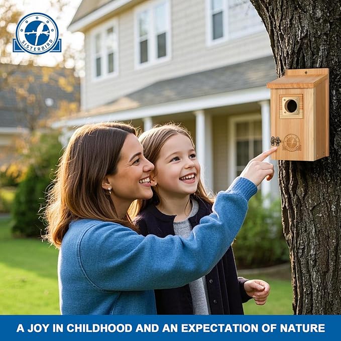 2 Pack Bird Houses for Outside Clearance with Copper Guard, Cedar Bird House Outdoor, Bluebird Finch Swallow Wren Chickadee Assembly Required