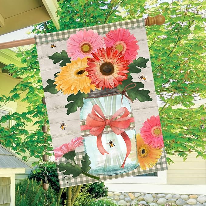 Briarwood Lane Daisies and Bees Jar House Flag