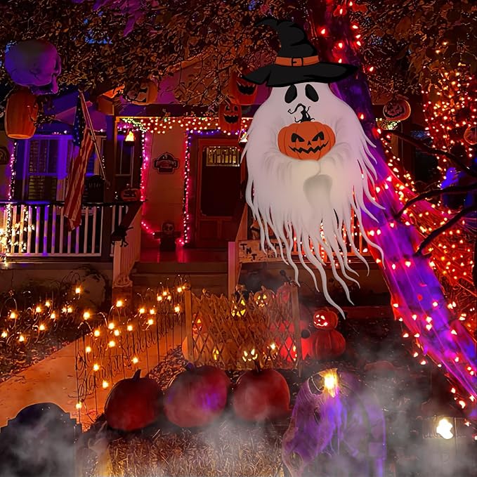 Halloween Garden Flag Outdoor Decorations for Outside Double-Sided Printed, Pumpkin Ghost Winter Yard Flags House Yard Seasonal Decoration 14.5 x 31.8 Inch Treat or Trick