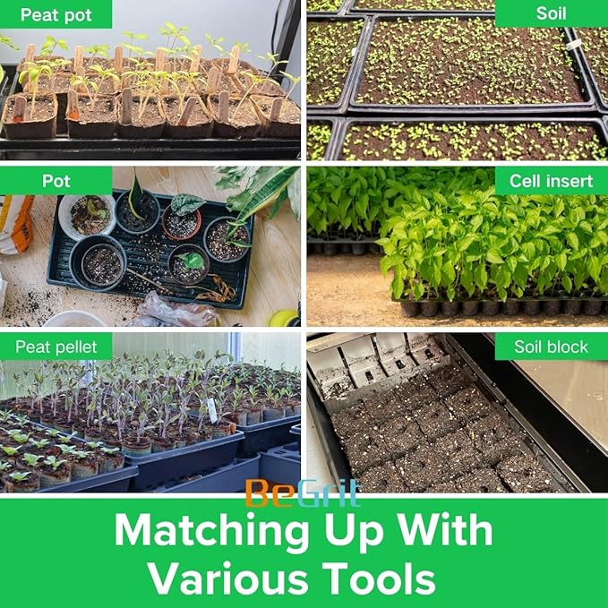 BeGrit 1020 Trays Thickened Nursery Plant Trays Seedling Tray Seed Starter Tray Microgreen Growing Tray No Drain Holes -10 Pack