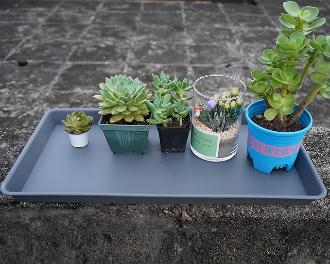 Rectangle Plant Tray, Plant Drip Tray, Plant Pot Saucers, Plant Germination Trays, Plant Saucers, 14.5'' x 11'' x 1.5'' (2 pack), Gray