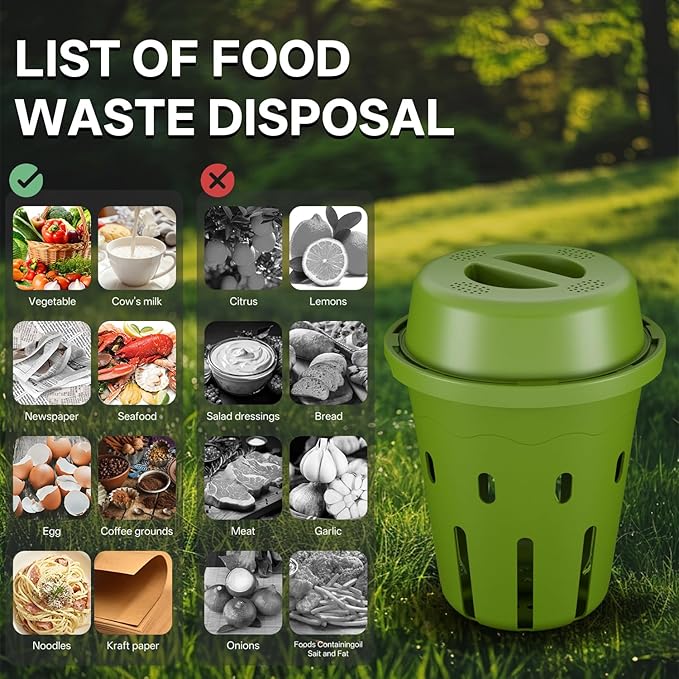 Underground Worm Composting Bin, Outdoor Mini Inground Worm Composter for Beginners, Garden Compost Bin for Garden Beds & Home Use, Worm Farm Kit for Parent, Kids (7x7x7.4Inch), Green, 1-Pack