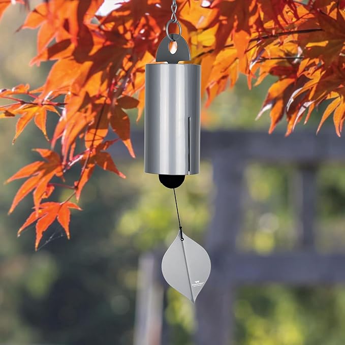 Woodstock Chimes Heroic Windbell Wind Chime for Outside 24" Medium Silver,Deep Tone Sound, Outdoor Decor for Patio, Porch, Garden HWMY