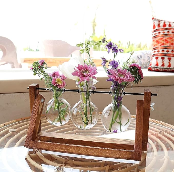Propagation Station, Plants Terrarium, Plants Lover Gifts for Women,Plant Cutting Holder Home décor,Gifts for Women,House Warming New Home-3 Bulbs
