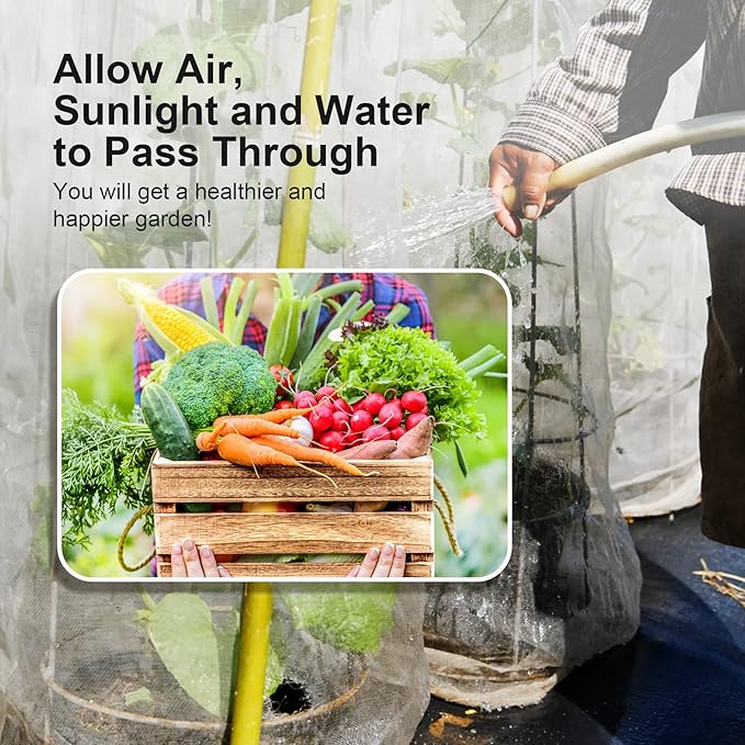 Garden Netting Pest Barrier: 4'x20' Fine Bug Netting for Garden Protection Row Cover Raised Bed Screen Mesh Greenhouse Mosquito Net, Protecting Tree Plants Vegetable Flowers Fruits