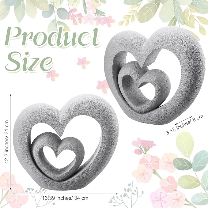 Suzile Nesting Heart Garden Sculpture Resin Outdoor Garden Statues 13. 39 x 12. 2 x 3. 15 Inches Memorial Statues for Grave Cemetery Tombstone Patio Lawn Backyard Yard Memorial Gift Decoration