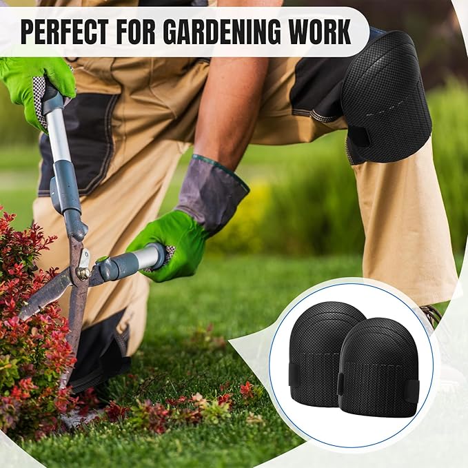 Gardening Knee Pads for Women and Men Lightweight Waterproof Foam Knee Pads for Gardening and Housework with Adjustable Hook'n'Loop Straps(Black)