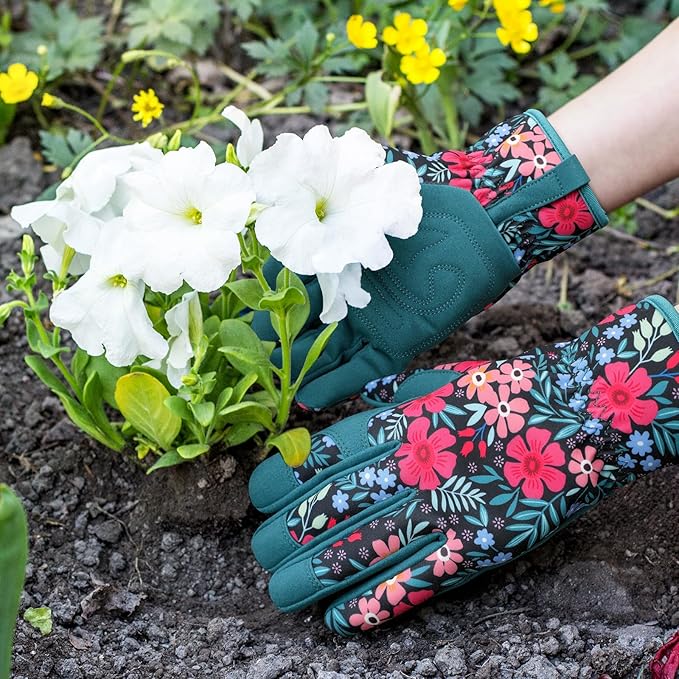 Pleneal Gardening Gloves for Women - Leather Garden Gloves Thorn Proof, Outdoor Protective Working Gloves