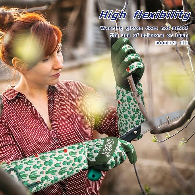 Schwer Gardening Gloves for Women, Rose Pruning Gloves with Forearm Protection, Touchscreen, Fingertip & Palm Strengthening, Breathable & Comfortable Long Garden Glove for Yard, Gardening Gifts, S