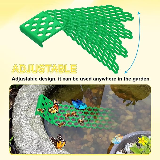 2-Pack Floating Bee Island, 18x6cm/7.09x2.36 Inch Plastic Floating Bee Watering Station for Feeding/Butterfly Bath/Outdoor Garden Decor [White, Green]