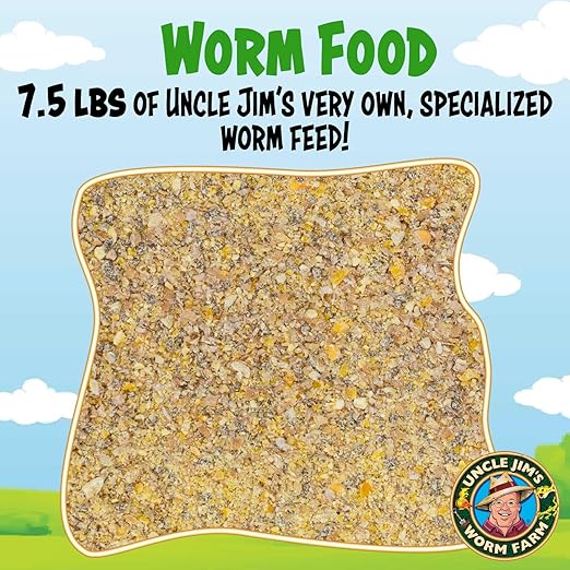 Uncle Jim’s Worm Farm Organic Worm Food | 3 Month Worm Feed Supply for Red Wigglers, Compost Worms & Vermiculture | Boosts Worm Castings & Composting | 7.5 lb Bag