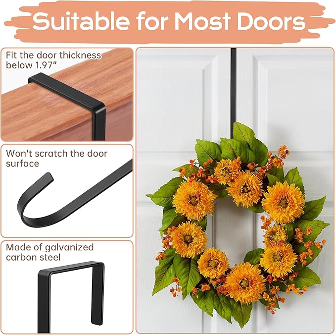 Large Plant Hangers Outdoor, Garden Fence Hook, Over Door Wreath Hanger, Metal Plant Hooks for Hanging Planters, Flower Baskets or Pots, Bird Feeders, Festival Decorations (SSF4)