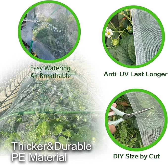 Garden Netting 10'x16', Protection Mesh Netting Plant Cover, Ultra Fine Barrier Nets for Row Covers Greenhouse Raised Bed, Vegetable Fruits Crop Screen Keep Animals Birds Away