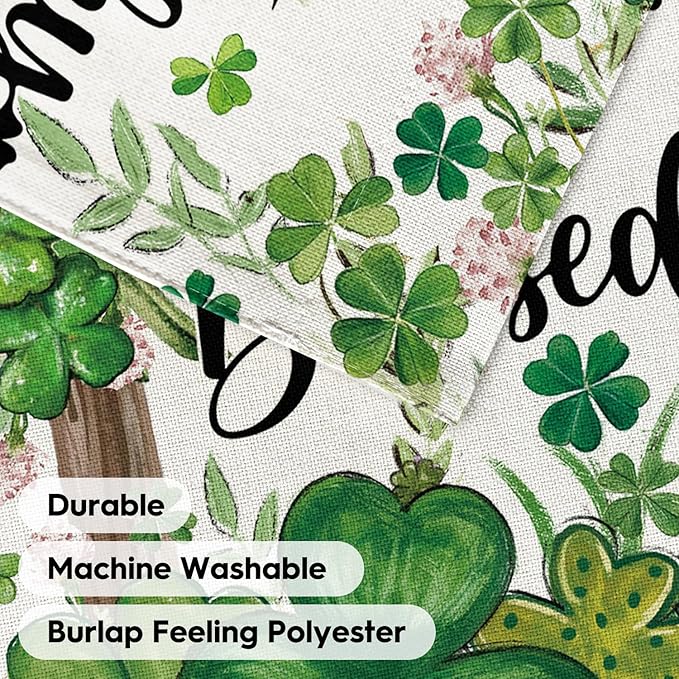 AVOIN colorlife St Patricks Day House Flag 28x40 Inch Double Sided Outside, Not Lucky Just Blessed Shamrocks Clovers Cross Yard Outdoor Flag