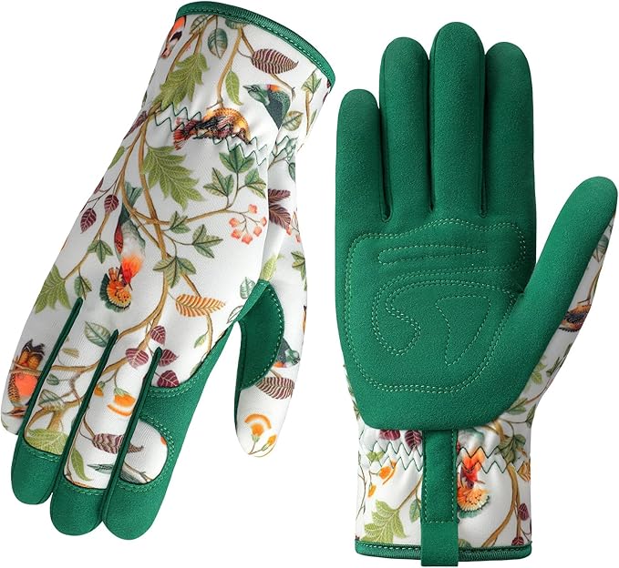Trifabricy Gardening Gloves for Women, Breathable Leather Garden Gloves with Grip, Thorn-Proof Puncture-Resistant Work Gloves