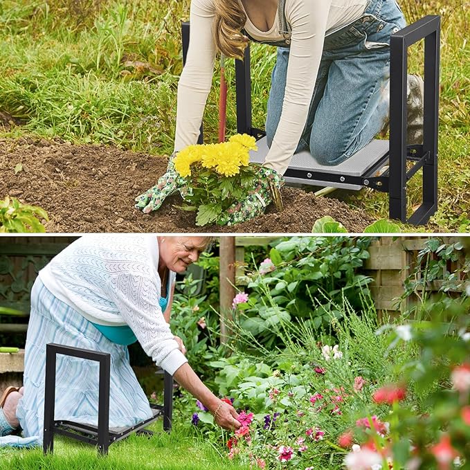 Garden Kneeler and Seat, Foldable Garden Stool 400lbs Heavy Duty Garden Tools Protects Knees and Back, Women and Men Seniors Gardener,Large 19.7"x10"x18.5"