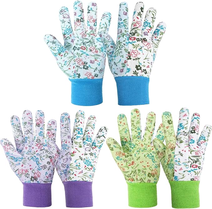 Ainiv Floral Gardening Gloves for Women/Ladies, Non-Slip Garden Work Gloves,Breathable Yard Work Glove Light Working Gloves