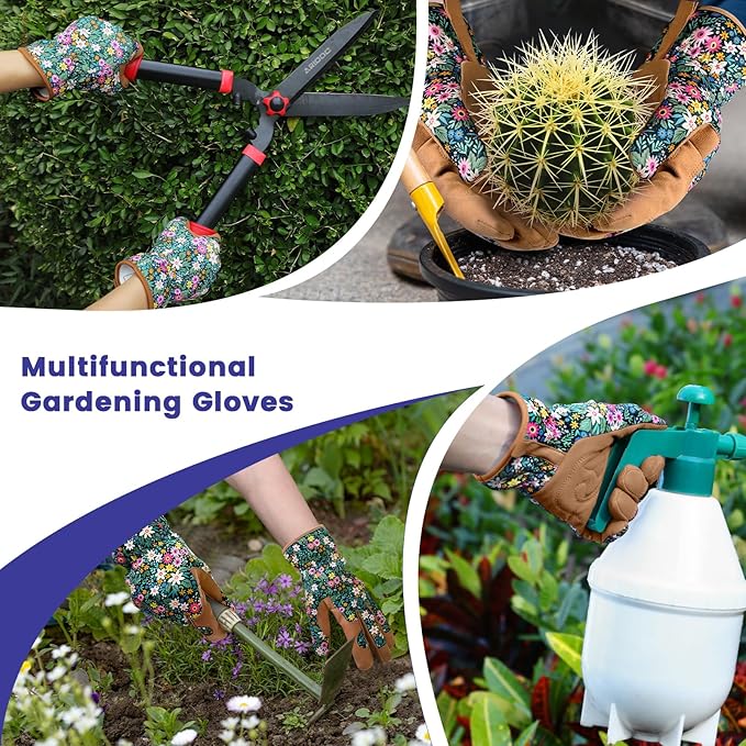fauson Gardening Gloves - Gardening Gloves for Women Firm Grip Breathable Garden Gloves Thorn Proof for Digging, Planting