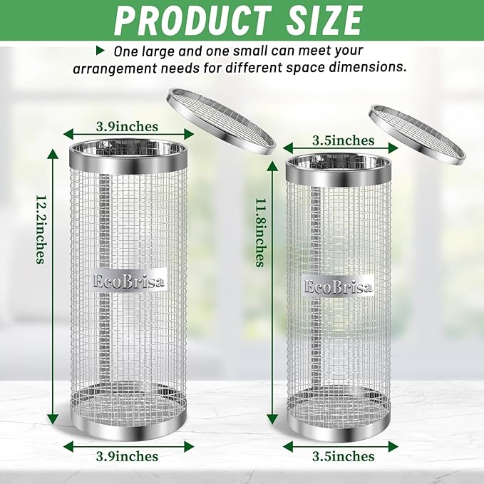 2 Pack Inground Worm Composting Bin, Metal Compost Bin for Recycling Kitchen Food Waste, Outdoor Worm Compost Bin with Holes and Lid Use in Outdoor Garden Vegetable Patch Backyard