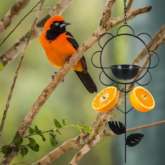 Hushee 2 Pack Oriole Feeder for Outdoors Jelly and Oranges Fruit Metal Bird Feeder Outdoor Garden Metal Hanging Drinking Container Hummingbird Jelly for Outdoors Hanging Garden Patio, 13.4 H x 6.3 W