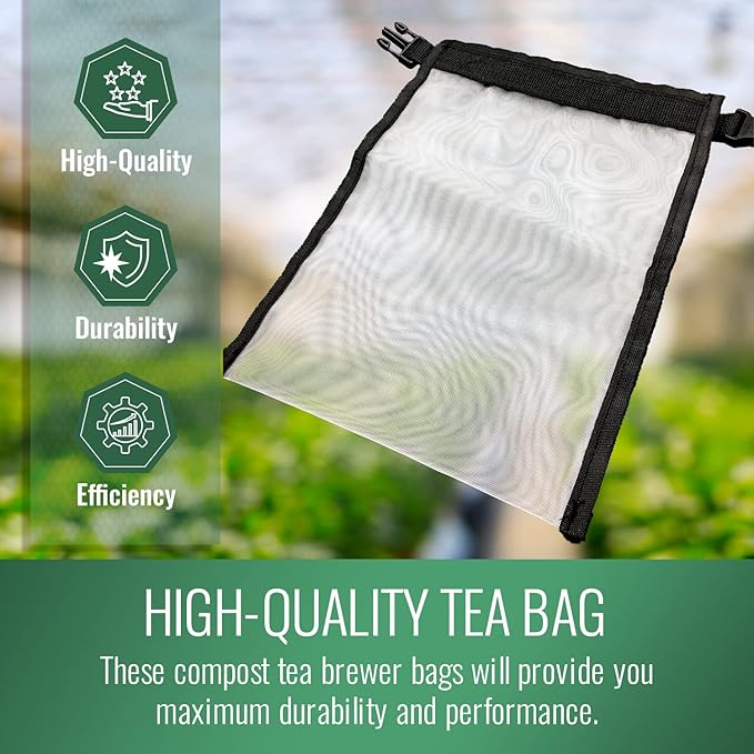 Bubble Magic Compost Tea Bag, Infuser, Strainer, Fine Mesh for 800 Gallon Brewers, Plant Nutrients Extractor, Make Natural Liquid Fertilizer from Organic Material, Large 15.75” x 21.5”