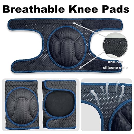 Work Knee Pads for Men Gardening, Floor Cleaning Knee Protectors for Women, Lightweight Professional Kneepads for Kneeling Crawling, Anti Slip Padded Knees Pads for Flooring Installers, Blue L