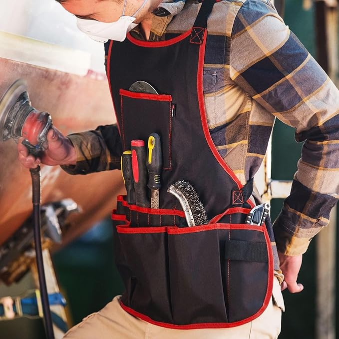 Multi-Pocket Tool Apron for Men Women Perfect for DIY Projects, Garage Repairs & Yard Maintenance Adjustable Blacksmith Carpenters Woodwork Aprons