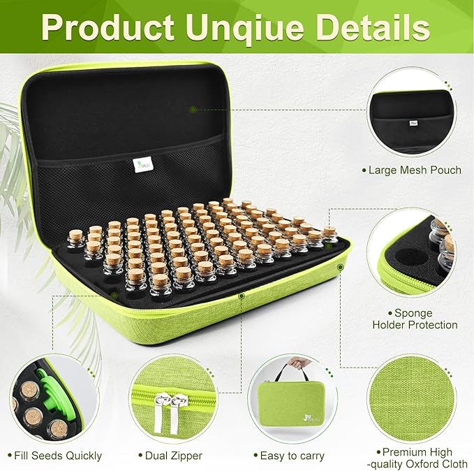 80 Slots Seed Storage Organizer with 40 Seed Envelopes, Sturdy Organizer Storage Box with Label Stickers, Glass Container for Flower Vegetable Garden Seed Saving (Seeds not Included)