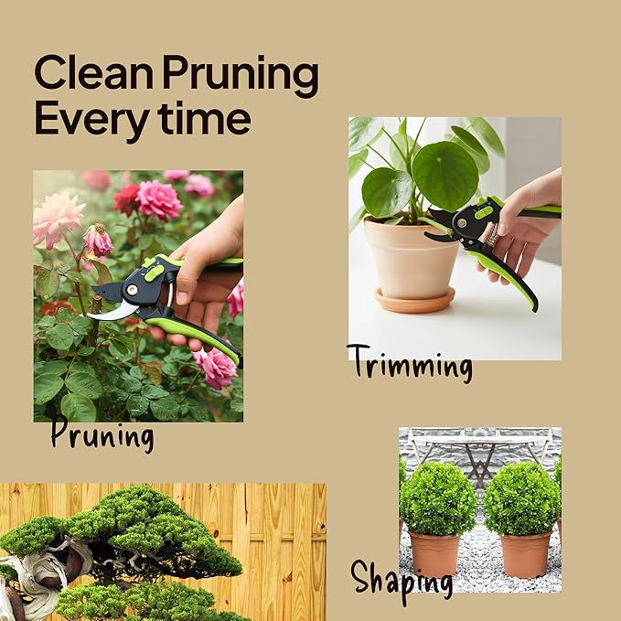 Lime Bypass Pruning Shears & Clippers - Cuts 3x Easier, Ideal for Seniors