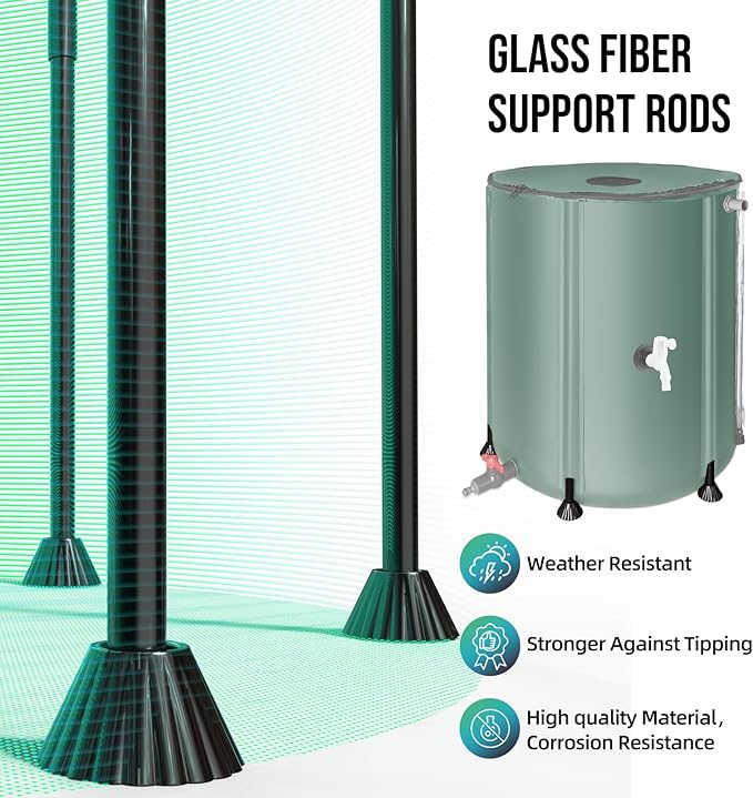 Collapsible Rain Barrel Water Collection System - 53 Gallon Portable Water Storage Tank,Foldable Rainwater Collect System Downspout, Water Catcher Container with Filter, Spigots＆Overflow Kit
