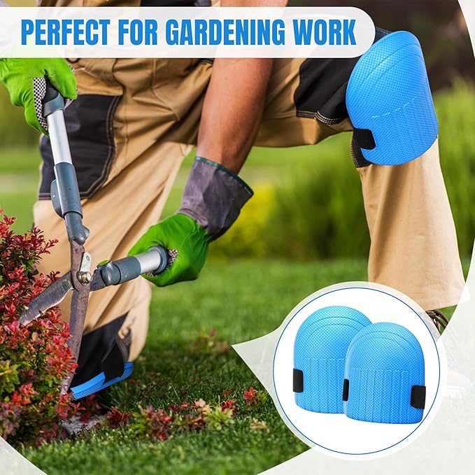 Gardening Knee Pads for Women and Men Lightweight Waterproof Foam Knee Pads for Gardening and Housework with Adjustable Hook'n'Loop Straps(Blue)