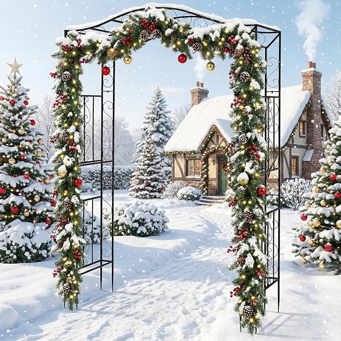 Outvita Garden Arch Trellis, Metal Garden Arbor Archway for Climbing Plants Outdoor - Durable Iron Garden Arbors with Long Ground Stakes, for Garden Wedding Party Decoration
