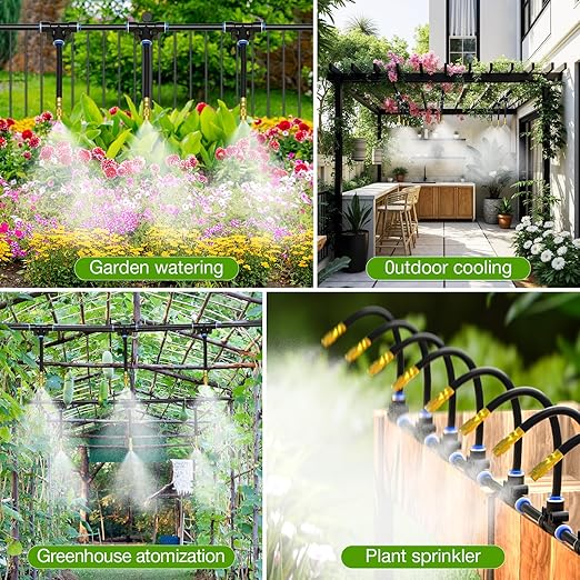 MIXC 2026-Upgrade Drip Irrigation System, No 1/4 Pipe, only 12pcs Adjustable Copper Nobbles and Quick Connectors