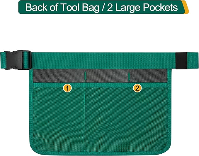 Garden Apron for Women, Adjustable Tool Belt with 8 Pockets - Heavy Duty Oxford Work Belt for Gardening, Construction (Green)