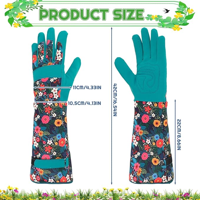 2 Pairs Gardening Gloves Thorn Proof for Women, Long And Short Leather Gardening Gloves for Rose Pruning Yard Work