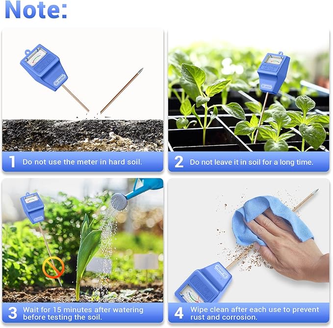 Soil Moisture Meter Tester for Plants, Hygrometer Moisture Sensor for Houseplants Indoor Outdoor Garden Lawn Use - Plant Water Gauge Test Kit - No Battery Needed - Gardening Gifts